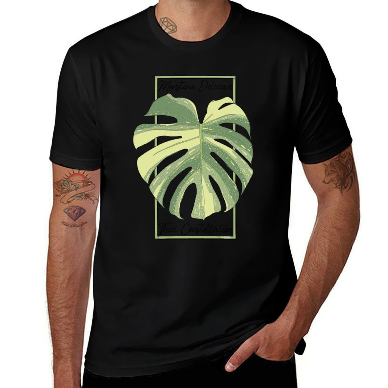 Monstera Thai Constellation - Monstera Thai Constellation Botanical Stamp T-Shirt