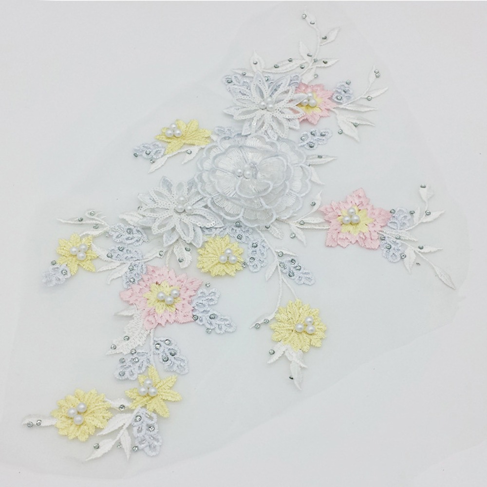String Of Pearls Plant - Mesh Bottom Floral Embroidered Patches Pearl
