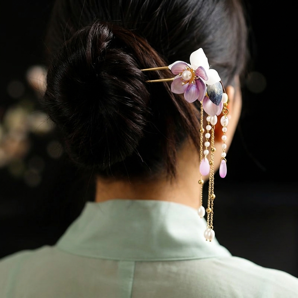 Alloy U Shaped Hair Pin With O - Orchid Phalaenopsis 评论和价格