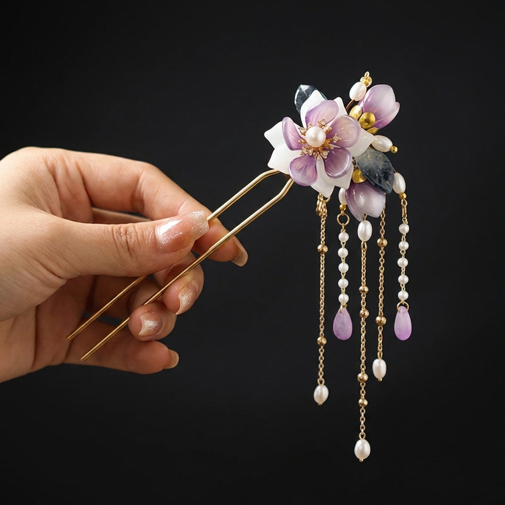 Alloy U Shaped Hair Pin With O - Orchid Phalaenopsis 评论和价格