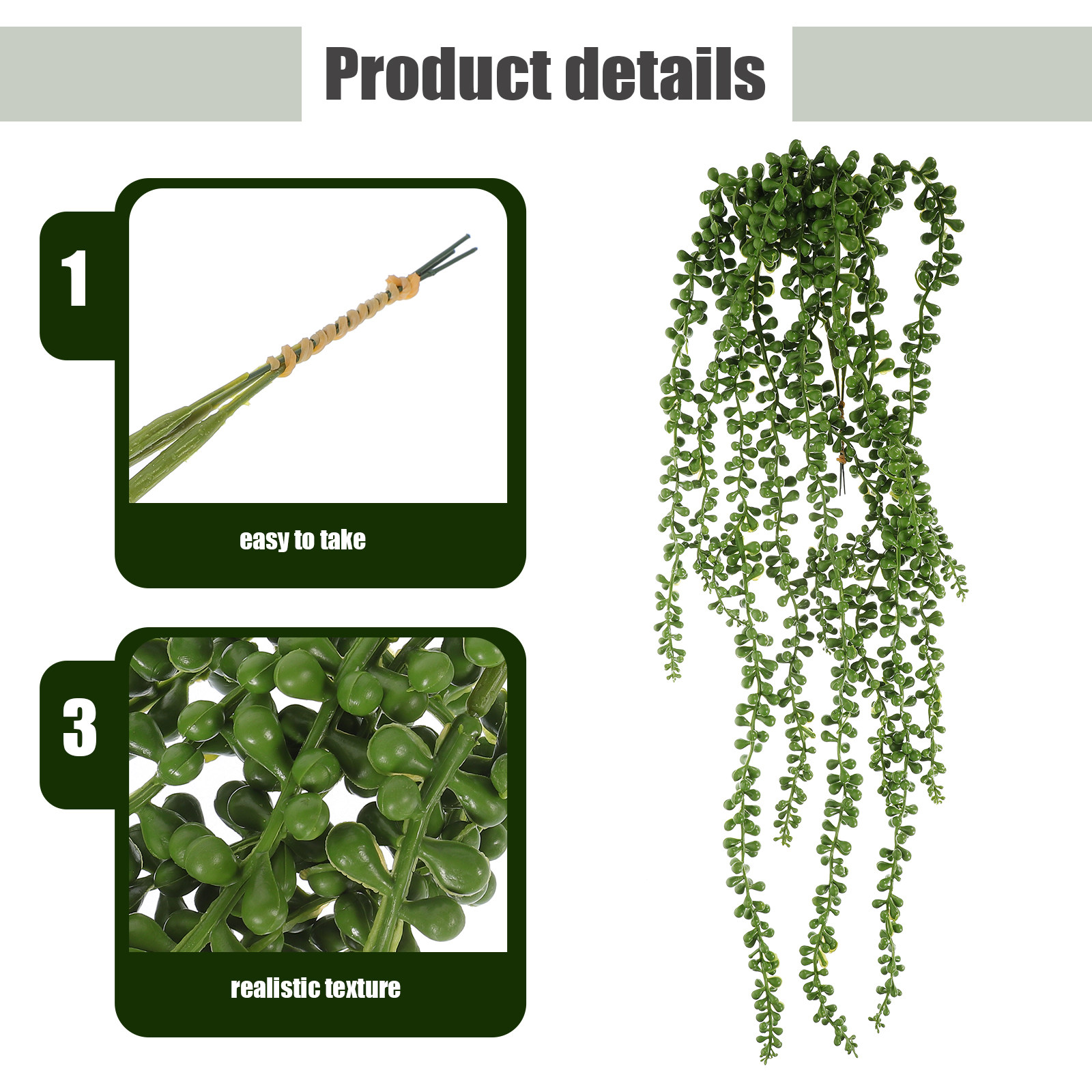 3Pcs Artificial Hanging Plants - String Of Pearls Plant 评论和价格